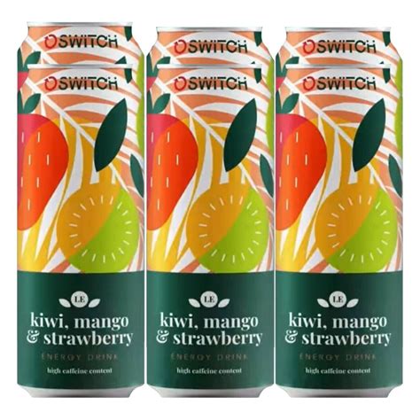 Switch Energy Drink Kiwi Mango Strawberry Flavour 6x500ml - Superb Hyper