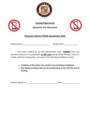 Fillable Online Testing Department Electronic Use Statement Electronic ...