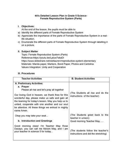 Detailed Lesson PLAN Final - 4A’s Detailed Lesson Plan in Grade 5 ...