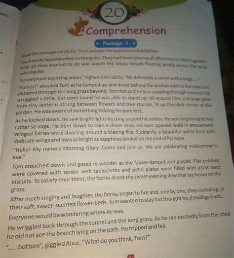 One unseen passage easy for class 5 th english - Brainly.in