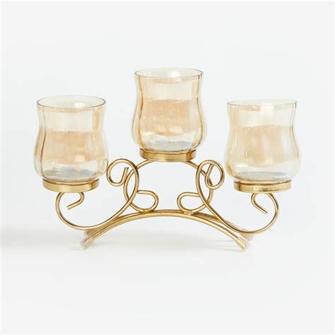 Buy Corsica Fest Set of 3 Glass Candle Holders with Metal Stand from ...