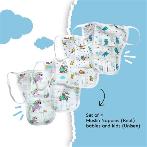 Muslin Nappies Knot Type - Set of 4 – Tiny Ducklings