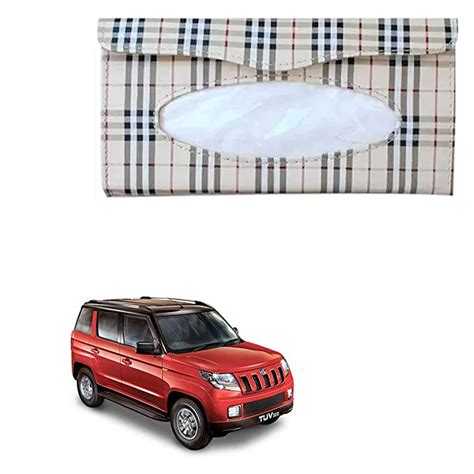 Adroitz Leather Design Tissue Dispenser-Multi Check for Mahindra TUV300 ...