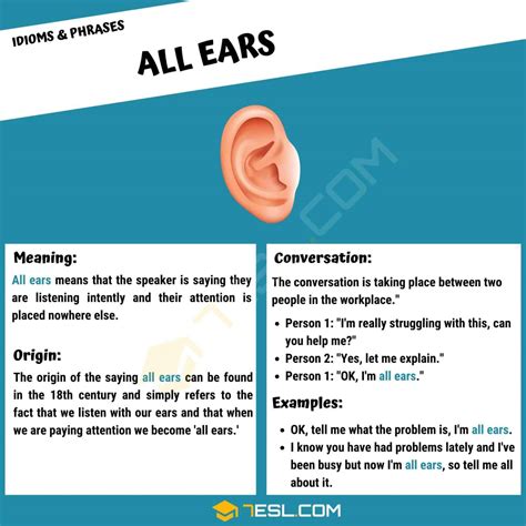 "All Ears" Meaning, Origin and Examples • 7ESL