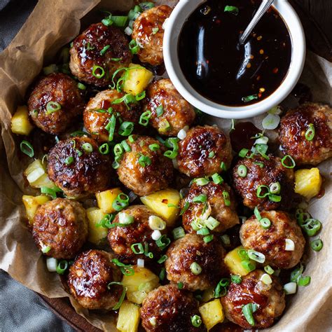 Pineapple Teriyaki Chicken Meatballs - Flavor Scroll