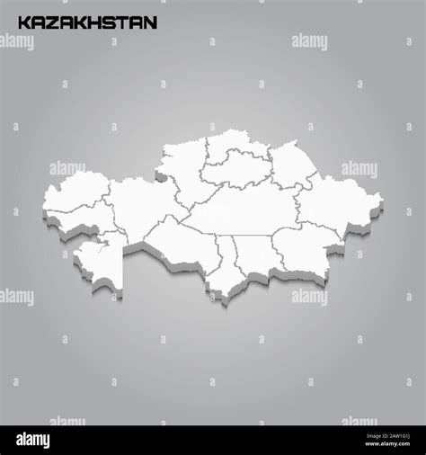 Kazakhstan 3d map with borders of regions. Vector illustration Stock Vector Image & Art - Alamy