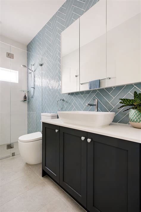Bathroom Herringbone Backsplash