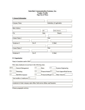 Fillable Online Interlink Communication Systems Inc Vendor Profile Page ...