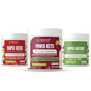 Rooted Active Naturals Superfood Drink Mix Set - Power Beets, Super ...