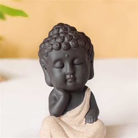 Thinking Monk Clay Showpiece Small Off White Online - Premium Decor ...