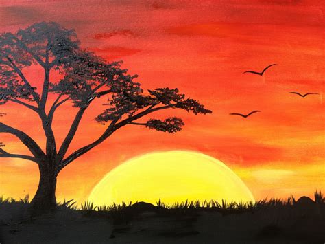 African Sun | Easy landscape paintings, Landscape drawings, Scenery ...