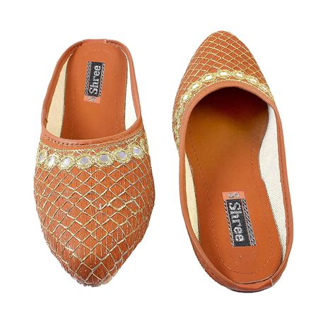 SHREE OL Rajasthani Jaipuri Belly Jutti for Women and Girl's (Brown ...