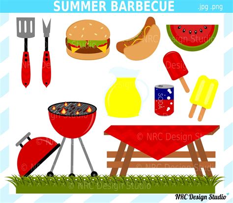 80% SALE Summer Barbecue Party Clip Art Cute by NRCDesignStudio