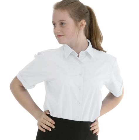 Girls White Short Sleeves Blouse Shirts School Uniform Girls White ...