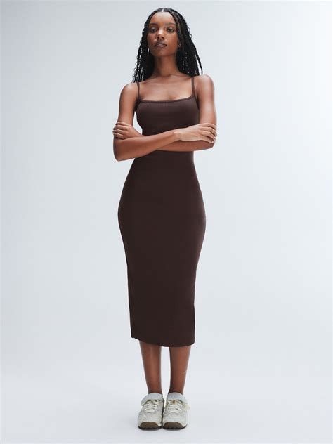 Essential Rib Midi Dress in Brown | SAVAGE X FENTY