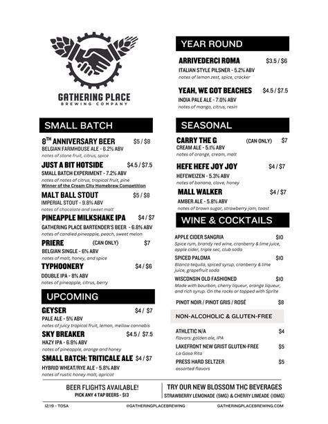 What's on Tap | Tosa — Gathering Place Brewing Company