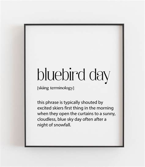 Skiing Art Bluebird Day Definition Print Sport Gifts for - Etsy