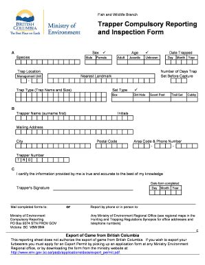 Trapper Compulsory Reporting And Inspection Form - Ministry Of ...