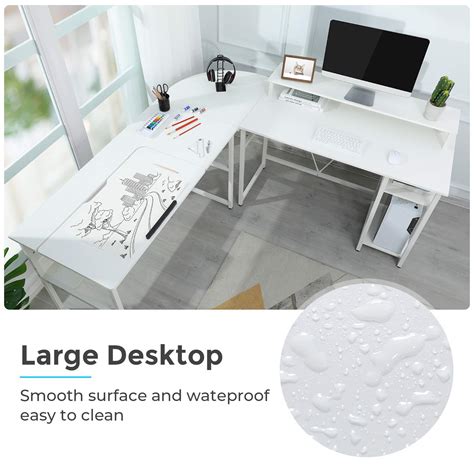 Sedeta L Shaped Desk, 70.9 inches Corner Computer Desk with Monitor ...