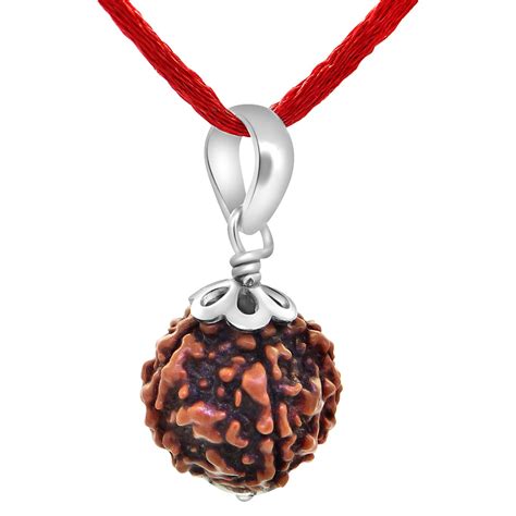 Arihant Gems & Jewels 5 Faced Nepali Rudraksha with 925 Silver Pendant ...