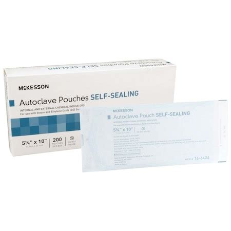 Mckesson Sterilization Pouch, 5 1/4 x 10 Inch, 200PK 16-6424 | Zoro
