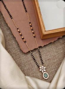 LA MESKEY 18K ROSEGOLD PLATED MANGALSUTRA WITH JADE GEM AND DIAMOND ...