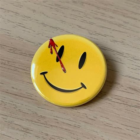 Watchmen Smiley Face Button Blue Classic Smiley Face Button | Wacky