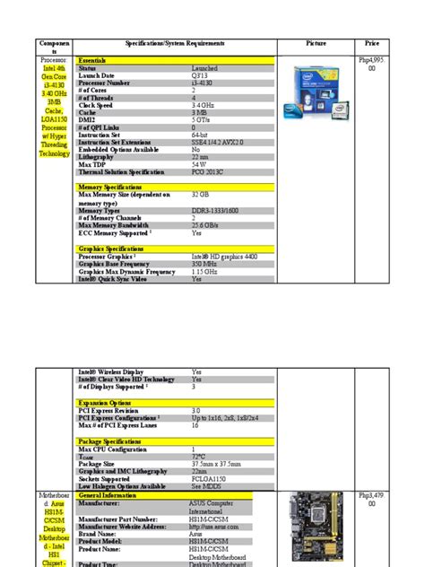 Image result for Computer Set Specs