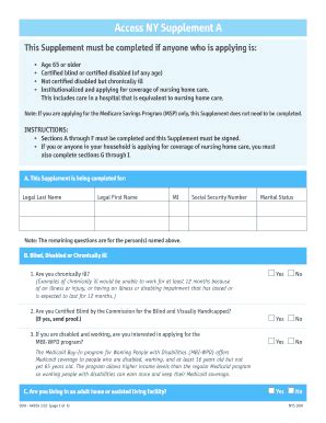 Access NY Supplement A - Blank Fillable Template | Fill Out, Print ...