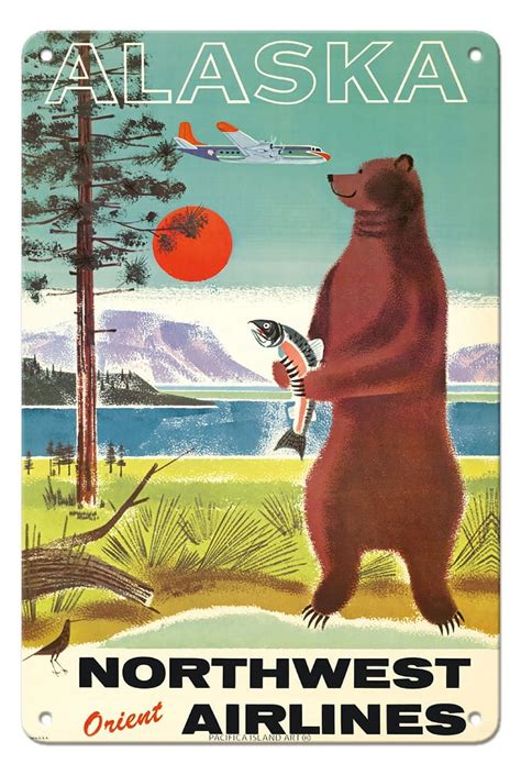 Alaska - Northwest Orient Airlines - Kodiak Alaskan Brown Grizzly Bear ...