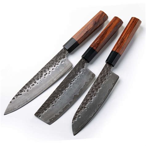 Handmade Japanese Knife Set of 3 Knives - AUS10 Steel Chef Knife ...