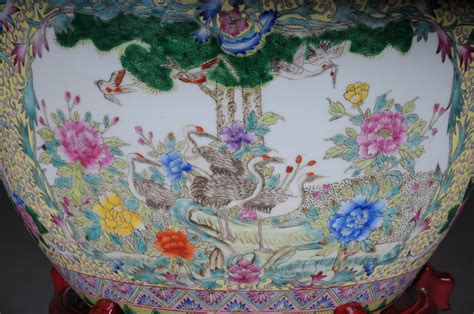 Oversized Chinese Flowerpot Floor Vase with Stand, Asia, 20th Century ...