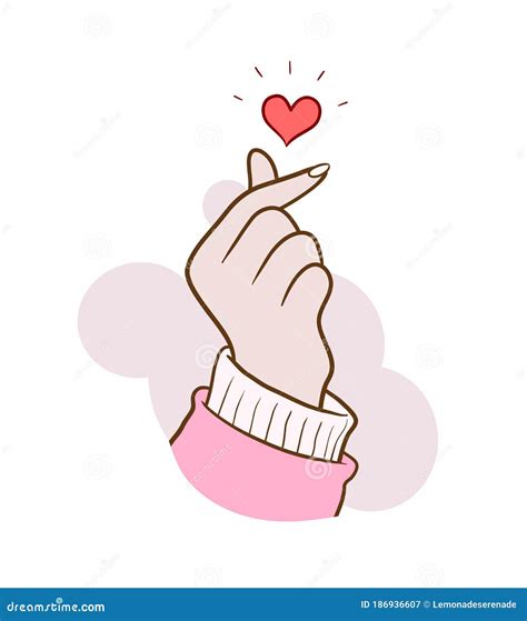 Finger Heart Aesthetic Vector Illustration Stock Vector - Illustration ...