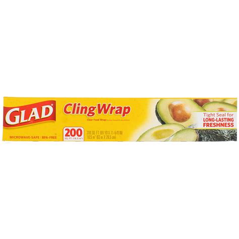 Glad Cling Wrap Clear Plastic Wrap 200 Sq Ft - Pack of 3 | Convenient ...