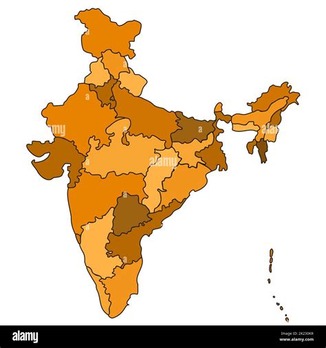 India Geographical Outline Map