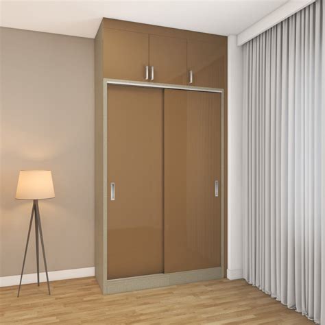 2 Door Sliding Wardrobe With Mocha Brown HGL Finish – Qarpentri