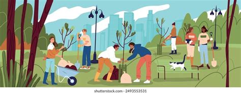 Community Planting Trees Cartoon 的图像结果