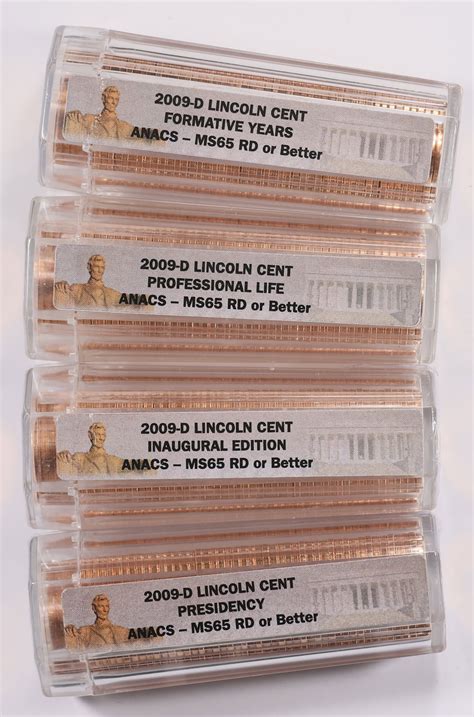 2009-D Lincoln Cent Bicentennial Roll Set ANACS MS-65 RD or Better (4 ...