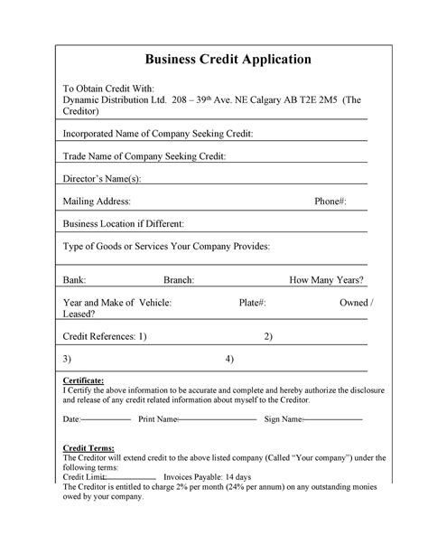 Image result for Credit Application Form Template
