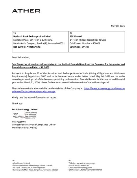 Ather Energy Ltd / Investor Feed
