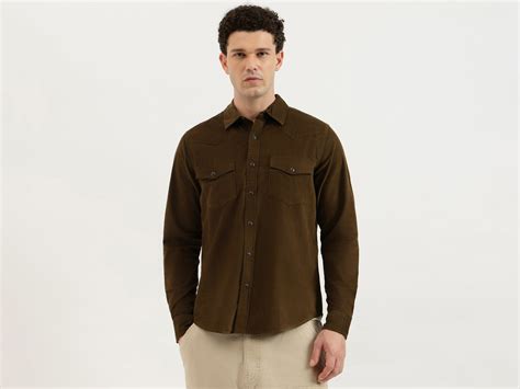 Regular Fit Spread Collar Textured Western Corduroy Shirt – United ...