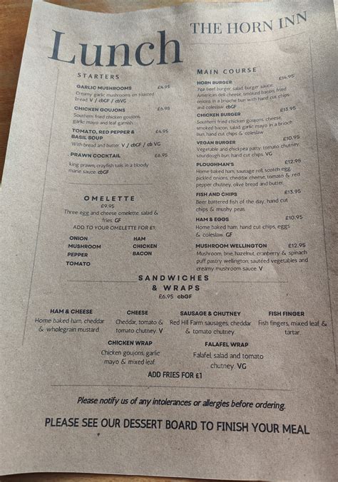 Horn Inn Messingham full menu online