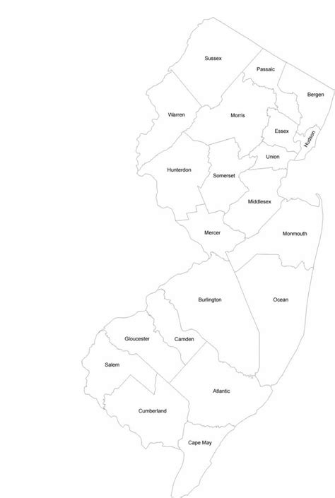New Jersey County Map with County Names Free Download