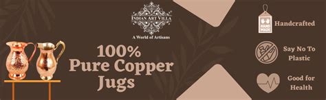 Indian Art Villa Steel Copper Floral Design Jug Pitcher with Lid ...