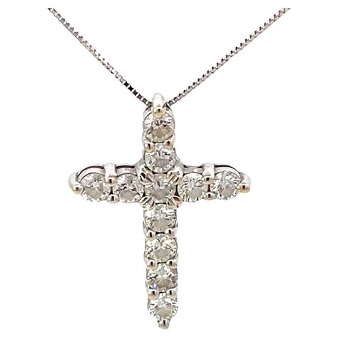 1.10Ct Stunning 14K Solid White Gold Diamond Cross Pendant Necklace For ...