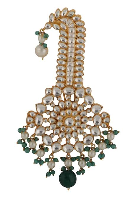 Buy Green Pearls, Stones Naathmani Beads Embellished Kalangi For Men by ...