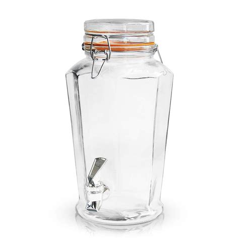 Octagon Glass Beverage Dispenser With Locking Clamp Lid Bail Trigger ...