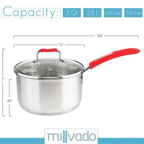 Snapklik.com : Millvado Sauce Pan, Stainless Steel 3 Quart Sauce Pan