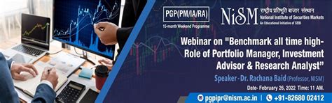 Webinar on "Benchmark all time high- Role of Portfolio Manager ...