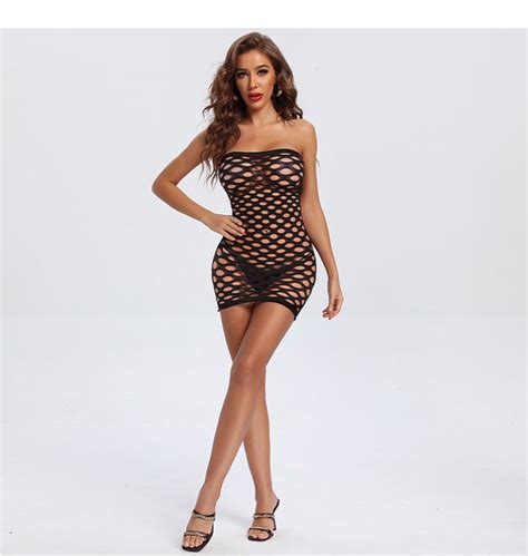 Panteazy's Women Freesize Full cut outs See Through Mesh Lingerie Knit ...